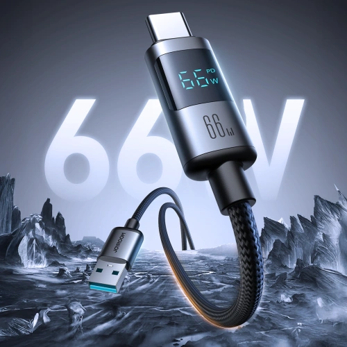 Kabel Joyroom S-A16 Pro Prism Series USB-A / USB-C 66W z wyświetlaczem 1.2m czarny