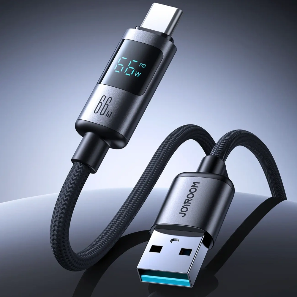 Kabel Joyroom S-A16 Pro Prism Series USB-A / USB-C 66W z wyświetlaczem 1.2m czarny