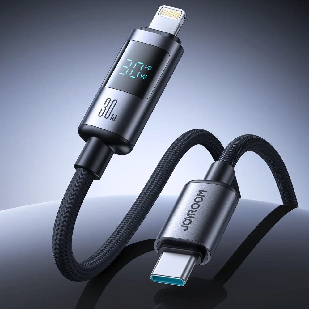 Kabel Joyroom S-A16 Pro Prism Series USB-C / Lightning 30W z wyświetlaczem 1.2m czarny