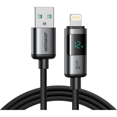 Kabel Joyroom S-A16 Pro Prism Series USB-A / Lightning 3A z wyświetlaczem 1.2m czarny