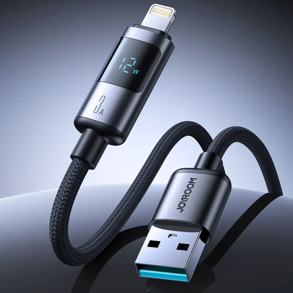 Kabel Joyroom S-A16 Pro Prism Series USB-A / Lightning 3A z wyświetlaczem 1.2m czarny