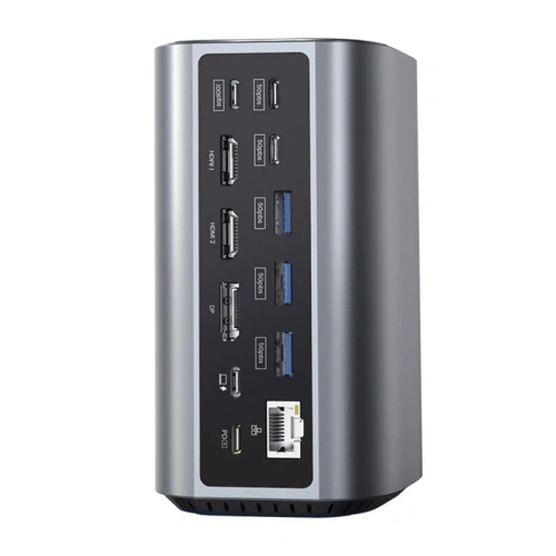 Stacja dokująca 17w1 Blitzwolf BW-TH15 2xHDMI+DisplayPort+4xUSB-C+3xUSB-A 3.0+USB-A 3.1+USB-C 3.2+USB-C PD+RJ45+micro SD+SD+3.5mm
