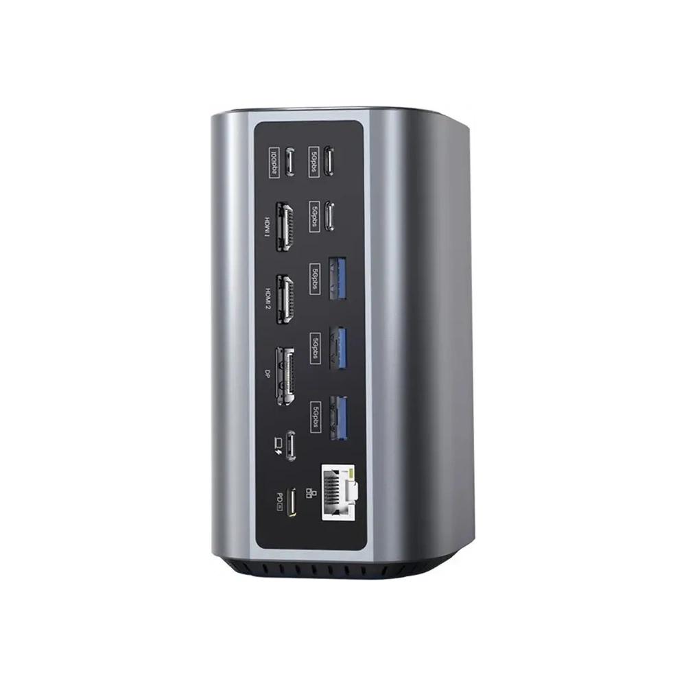 Stacja dokująca 17w1 Blitzwolf BW-TH15 2xHDMI+DisplayPort+4xUSB-C+3xUSB-A 3.0+USB-A 3.1+USB-C 3.2+USB-C PD+RJ45+micro SD+SD+3.5mm