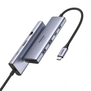 HUB UGREEN CM498 USB-C / 2xUSB-A, 2xUSB-C, HDMI, VGA, RJ45 1000Mbps, SD/TF, USB-C PD 100W szary