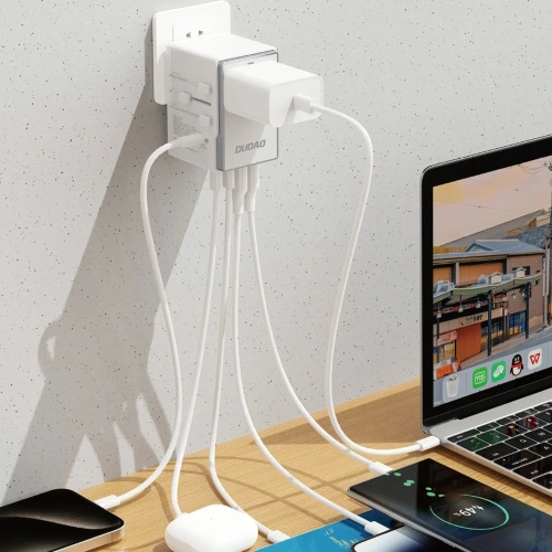Adapter podróżny Dudao A35 Pro 35W EU / UK / AUS / US / JP 3x USB-C 2x USB-A biały