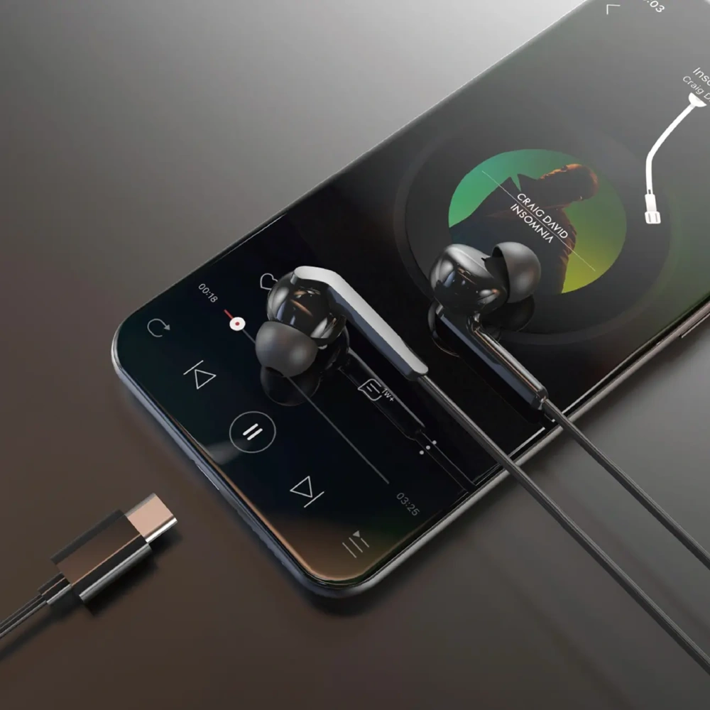 Słuchawki dokanałowe Dudao X3C+ USB-C 1.2m czarne