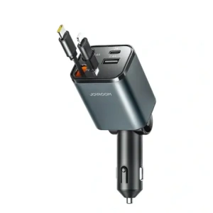 Ładowarka samochodowa Joyroom JR-CCL05 30W 4w1 z wbudowanymi kablami USB-C, Lightning ciemnoszara