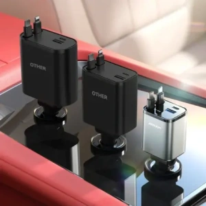 Ładowarka samochodowa Joyroom JR-CCL05 30W 4w1 z wbudowanymi kablami USB-C, Lightning ciemnoszara