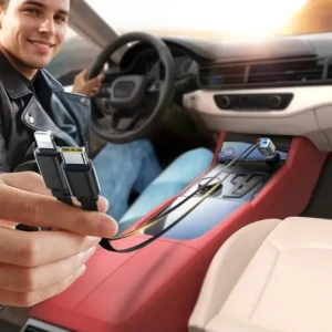 Încărcător auto Joyroom JR-CCL05 30W 4 în 1 cu cabluri integrate USB-C, Lightning, gri închis