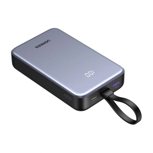Powerbank UGREEN PB505 20000mAh USB-A, USB-C 20W + wbudowany kabel USB-C szary