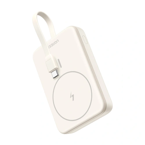 Powerbank magnetyczny 10000mAh UGREEN PB760 20W wbudowany kabel USB-C (beżowy)