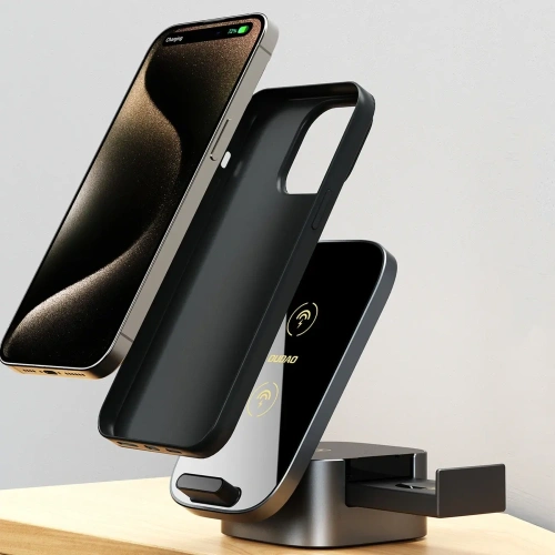 Ładowarka bezprzewodowa Dudao A11Pro+ 15W 3w1 do telefonu / smartwatcha / słuchawek czarna