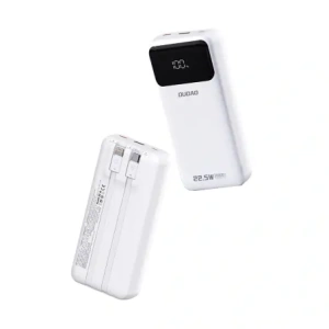 Powerbank Dudao K15Pro 20000mAh 22.5W PD USB-C, USB-A + wbudowane kable Lightning, USB-C biały