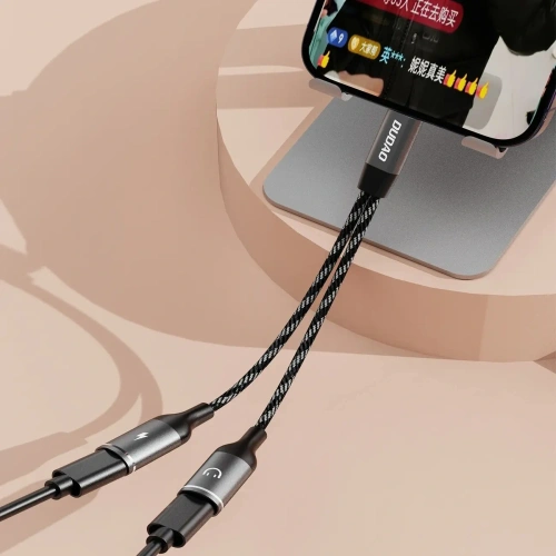 Adapter Dudao L13C+ 2w1 USB-C szary