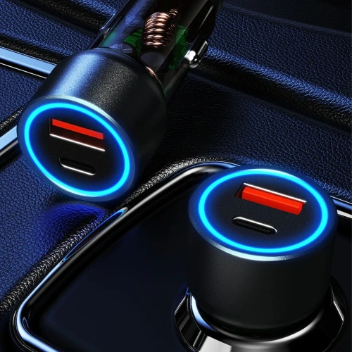 Ładowarka samochodowa Dudao R4T 25W USB-A, USB-C szara