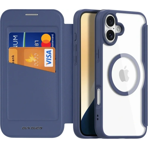 Etui z klapką Dux Ducis Skin X Pro do Apple iPhone 16 MagSafe niebieskie