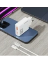 Ładowarka sieciowa GaN Dudao A30EUL 30W USB-A, USB-C + kabel USB-C / Lightning biała