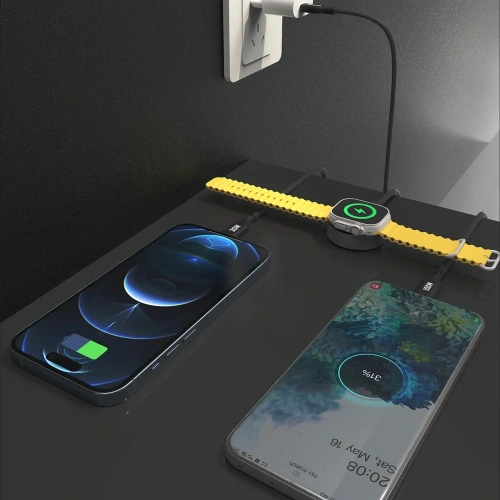 Kabel Dudao A12Max+ USB-C / USB-C PD 100W, Lightning PD 30W, ładowarka do Apple Watch 2.5W 1.2m czarny