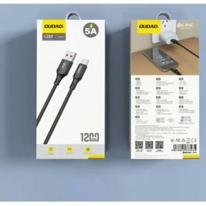 Kabel w oplocie Dudao L3ST USB-A / USB-C 5A 1.2m czarny