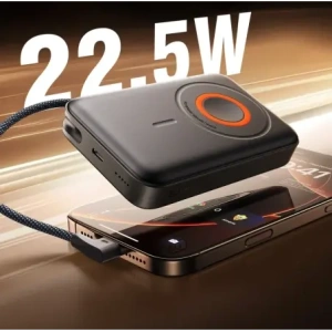 Powerbank bezprzewodowy Joyroom JR-PBM02 22.5W 10000mAh USB-C, MagSafe z wbudowanym kablem USB-C czarny