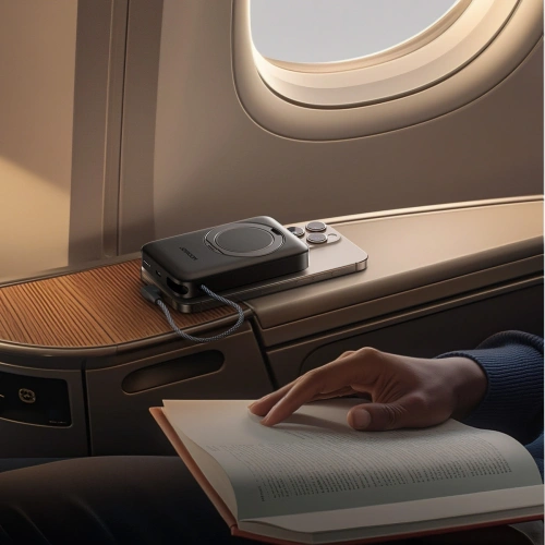 Powerbank bezprzewodowy Joyroom JR-PBM02 22.5W 10000mAh USB-C, MagSafe z wbudowanym kablem USB-C czarny