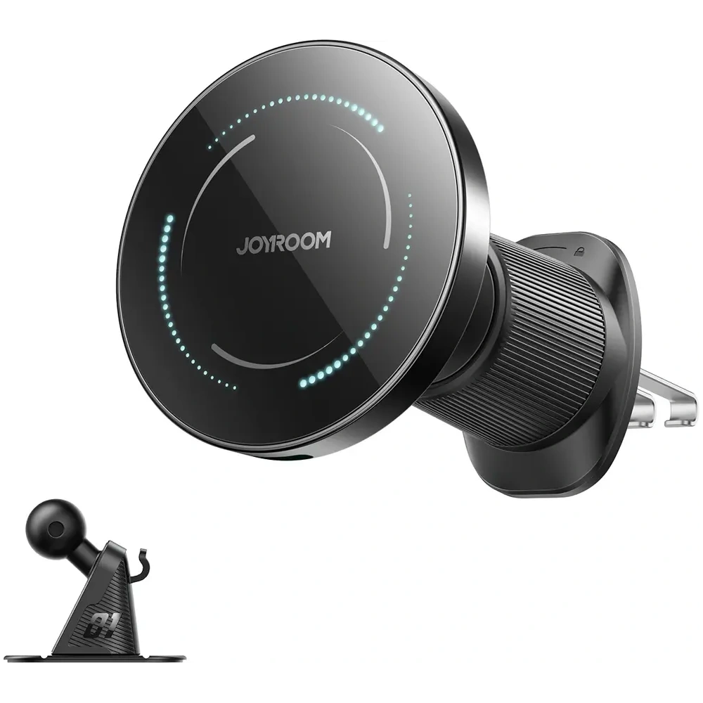Uchwyt samochodowy z ładowarką indukcyjną na kokpit / do kratki Joyroom JR-ZS502 MagSafe czarny