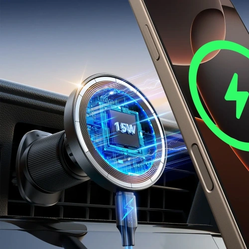 Uchwyt samochodowy z ładowarką indukcyjną na kokpit / do kratki Joyroom JR-ZS502 MagSafe czarny