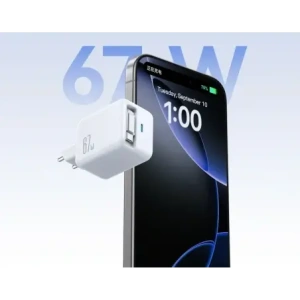 Ładowarka sieciowa Joyroom JR-TCL06 67W USB-C GaN z wbudowanym kablem USB-C biała