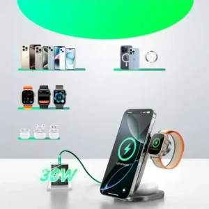 Ładowarka indukcyjna Joyroom JR-W17 Qi 3w1 do telefonu / smartwatcha / słuchawek czarna