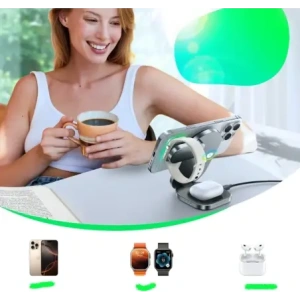Ładowarka indukcyjna Joyroom JR-W17 Qi 3w1 do telefonu / smartwatcha / słuchawek czarna