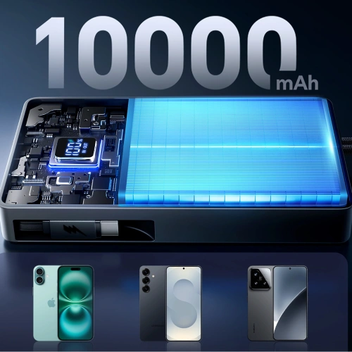 Powerbank Joyroom JR-PR1 10000mAh 22.5W z wbudowanym kablem USB-C czarny