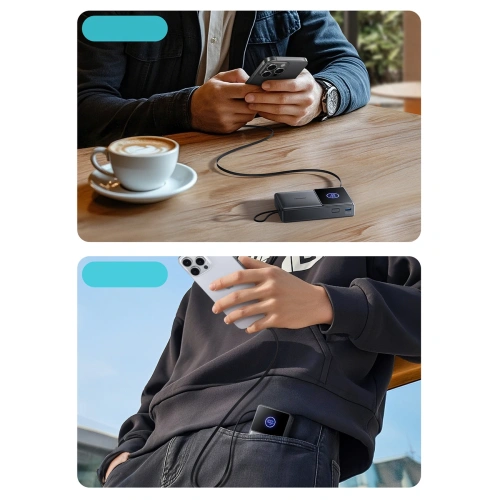 Powerbank Joyroom JR-PR1 10000mAh 22.5W z wbudowanym kablem USB-C czarny