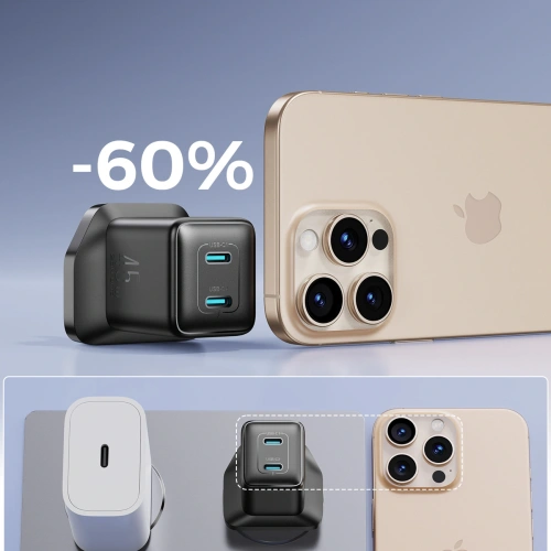 Ładowarka sieciowa Joyroom JR-TCG17 (wtyczka UK) 45W 2xUSB-C czarna