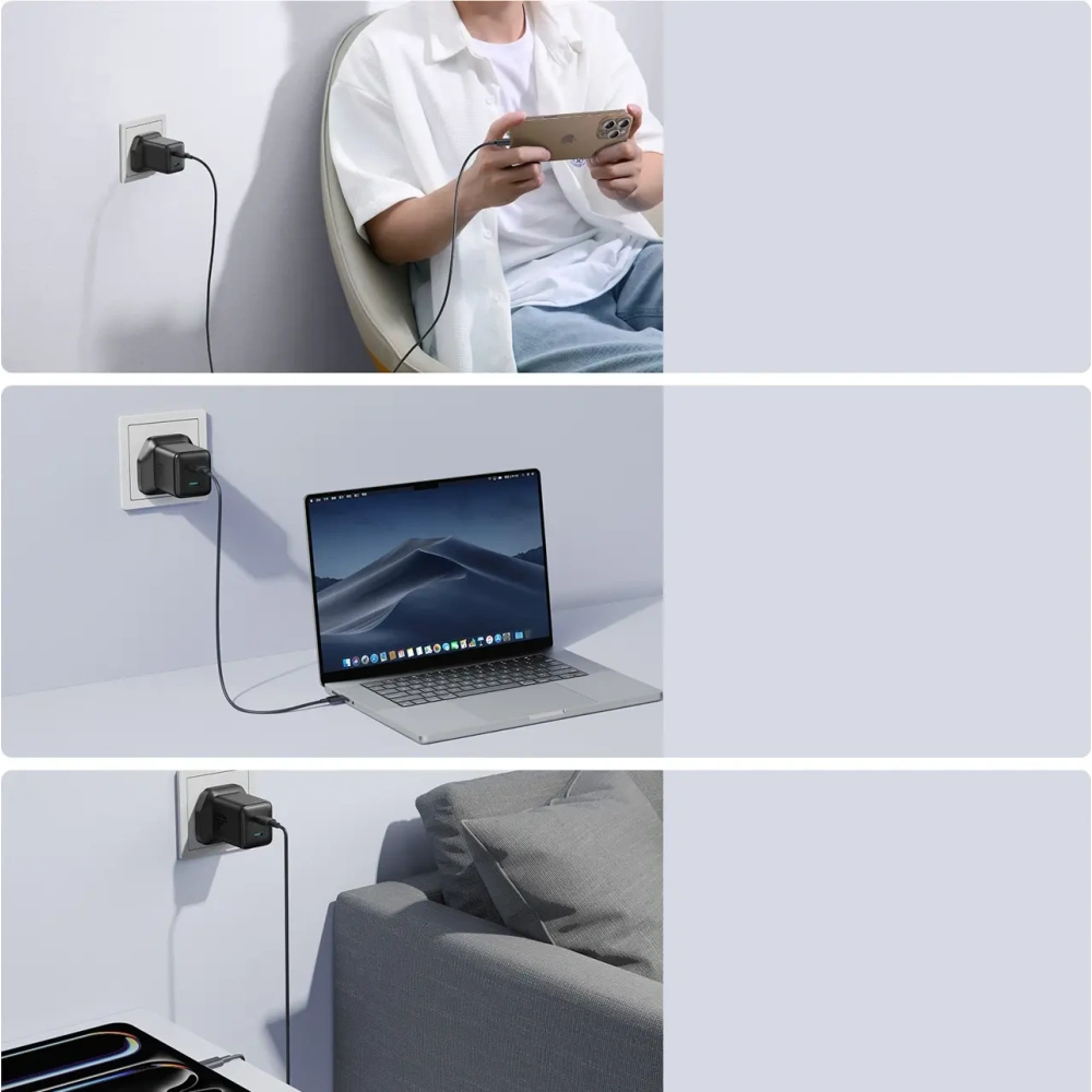 Ładowarka sieciowa Joyroom JR-TCG17 (wtyczka UK) 45W 2xUSB-C czarna