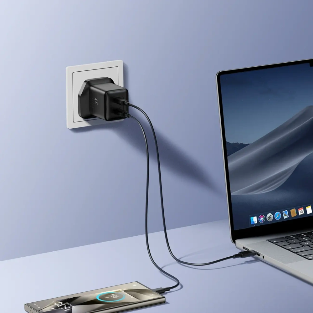 Ładowarka sieciowa Joyroom JR-TCG17 (wtyczka UK) 45W 2xUSB-C czarna