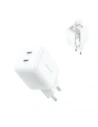 Ładowarka sieciowa Joyroom JR-TCL05 45W GaN 2x USB-C z organizerem na kabel + kabel USB-C / USB-C biała