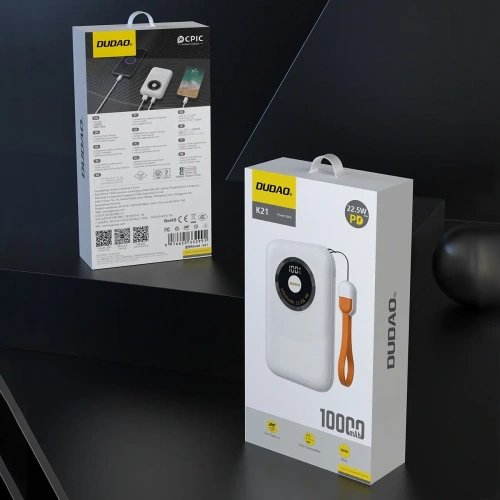 Powerbank Dudao K21 Mini 10000mAh 22.5W USB-A, USB-C beżowy