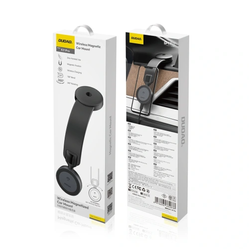 Ładowarka samochodowa z ładowarką indukcyjną na kokpit Dudao F21 Pro 15W MagSafe czarna
