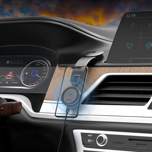 Ładowarka samochodowa z ładowarką indukcyjną na kokpit Dudao F21 Pro 15W MagSafe czarna