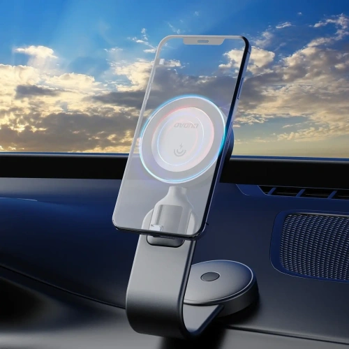 Ładowarka samochodowa z ładowarką indukcyjną na kokpit Dudao F21 Pro 15W MagSafe czarna