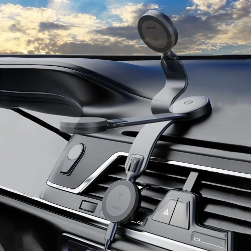 Ładowarka samochodowa z ładowarką indukcyjną na kokpit Dudao F21 Pro 15W MagSafe czarna