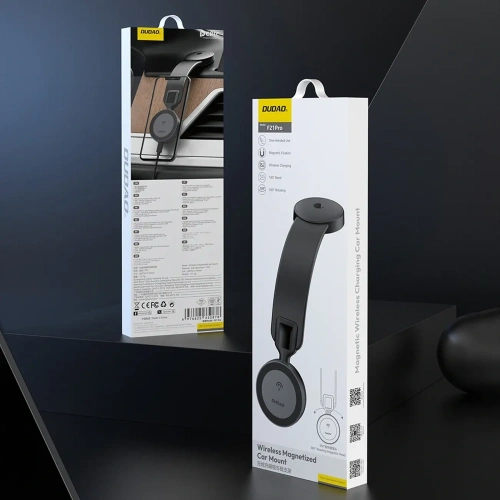Ładowarka samochodowa z ładowarką indukcyjną na kokpit Dudao F21 Pro 15W MagSafe czarna