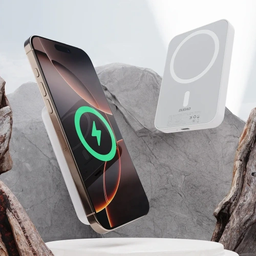 Powerbank bezprzewodowy Dudao K26S 5000mAh 20W USB-A, USB-C, MagSafe biały