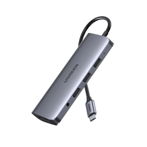 Adapter 10w1 UGREEN HUB USB-C la HDMI 4K, 3x USB 3.0, Tip-C PD, RJ45, SD, Micro SD, VGA, AUX