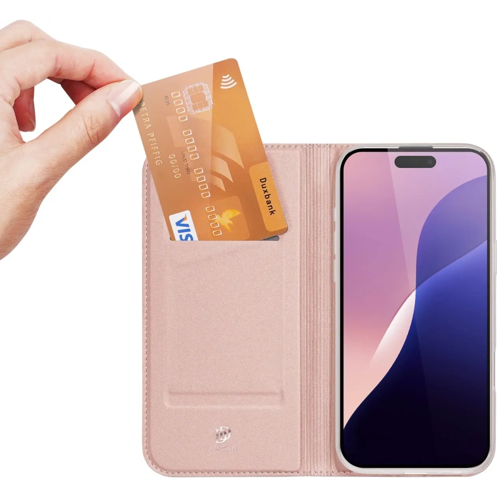 Etui z klapką Dux Ducis Skin Pro do Apple iPhone 16 Pro różowe