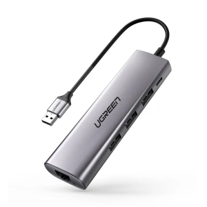 Adapter hub 5w1 UGREEN CM266 USB-C, 3x USB 3.0, micro USB, RJ45