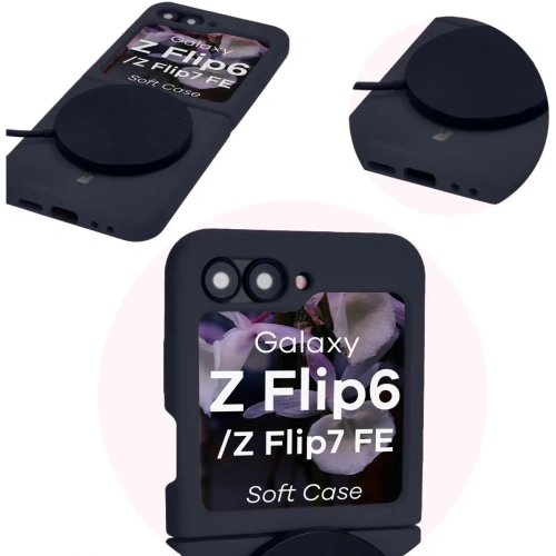 Silikonowe etui Bizon Soft Case do Samsung Galaxy Z Flip7 FE / Z Flip6 ciemnoniebieskie