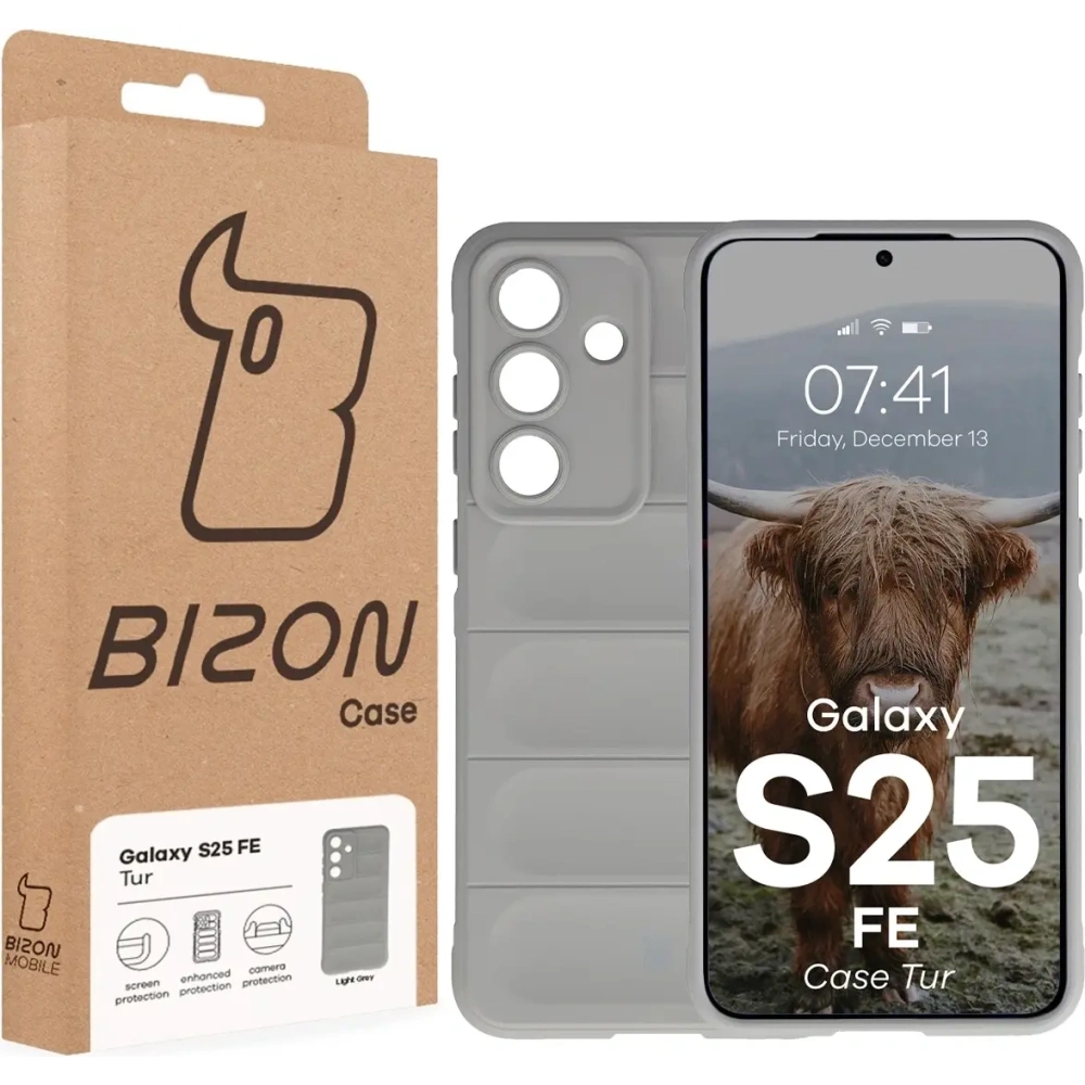 Pancerne etui Bizon Case Tur do Samsung Galaxy S25 FE jasnoszare