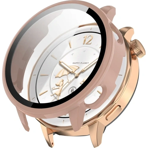 Etui ze szkłem do zegarka Bizon Case+Glass Watch do OnePlus Watch 3 43mm różowe