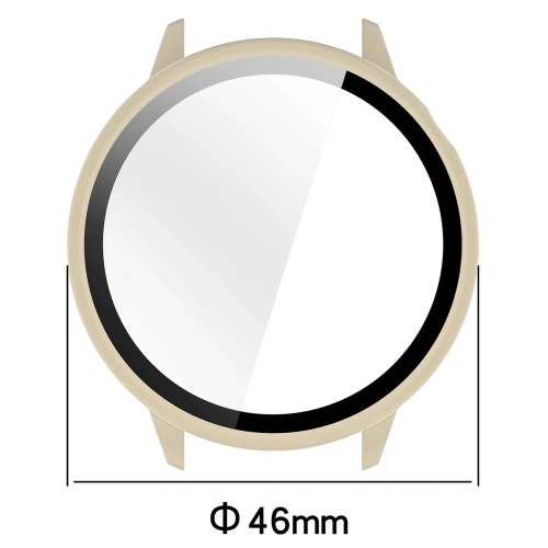 Etui ze szkłem do zegarka Bizon Case+Glass Watch do OnePlus Watch 3 43mm beżowe